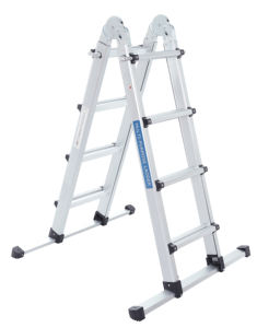 Échelle pliante à marches antidérapantes, échelle télescopique multifonction en aluminium, poids maximal 150 kg avec barre d'équilibre extensible, 4x5 marches - Product Image 4