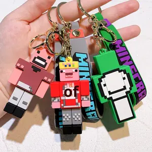 Porte-clés PVC personnalisé Mini figurine 3D Mine-Crafted Accessoire de dessin animé doux Vente en gros Pendentif de voiture de marchandise de jeu d'anime - Product Image 4