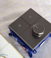 Robinet mitigeur 2 voies 3 voies mural à bouton-poussoir encastré en laiton thermostatique avec panneau en verre trempé