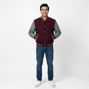 Chaqueta Universitaria de Cuero con Mangas de Cuero, Servicio OEM, para Hombre, Precio Económico, Chaquetas de Béisbol Ajustadas con Letras Bordadas en Venta - Product Image 1