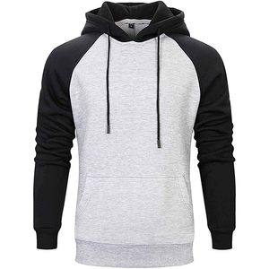 Wielsscca Mens Hoodie <b>Raglan</b> Sleeve Fleece Color Block Long Sleeve Sweatshirt With Pocket Casual <b>Top</b> Breathable - Product Image 3