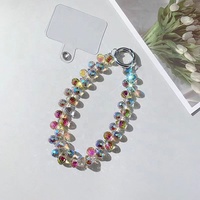 Correa Universal de Silicona para Teléfono Móvil con Cadena Colgante, Anillo, Clip para Muñeca y Cristal Decorativo para Celulares
