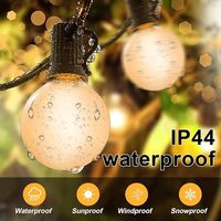 Guirnalda de Luces LED G40 E12 Esmeriladas para Jardín, Impermeables IP44, de Plástico para Exteriores, con Cable Blanco y Negro