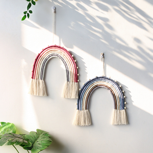 Macramé arc-en-ciel mural suspendu Boho décor de maison chambre gland <span class=keywords><strong>attrape</strong></span>-rêves pépinière enfants bébé cadeau de douche - Product Image 3