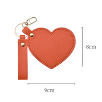 Zonyin Cadeau Saint-Valentin Miroir de Maquillage en Forme de Cœur Porte-Clés en Cuir PU Verre HD Miroirs de Voyage de Poche Personnalisés pour Femmes Filles