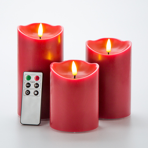 La décoration de la maison de Matti Pilier de <span class=keywords><strong>flamme</strong></span> réelle 3D à piles <span class=keywords><strong>Bougie</strong></span> à <span class=keywords><strong>led</strong></span> scintillante en cire de paraffine <span class=keywords><strong>rouge</strong></span> - Product Image 4