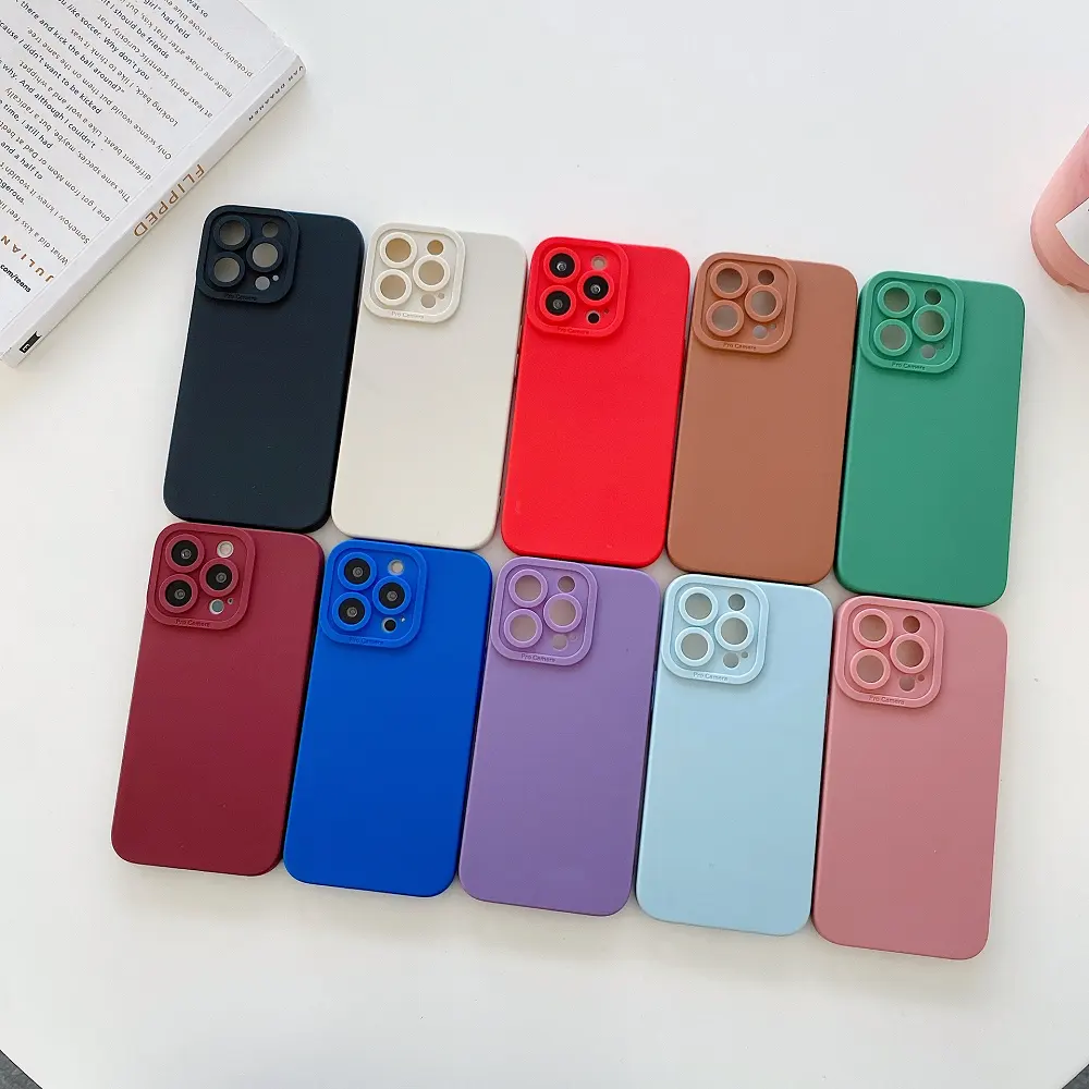 Low price silicone soft tpu cell phone case for iPhone15 Pro camera lens protect colorful phone cover for iPhone 15 14 13 12