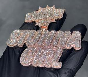 Özel 925 gümüş 18K 14K altın kaplama güzel takı Hip Hop kolye geçmek elmas testi buzlu Out VVS Moissanite adı kolye erkekler - Product Image 4