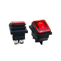 Interrupteur à bascule étanche KCD4 avec lumière rouge, 4 broches, 2 positions, 16A/20A, haute puissance, point argenté, 125V-250V