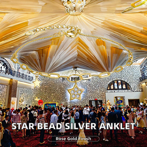 Chaîne de cheville en argent sterling 925 plaqué or avec perles et breloques étoiles, bijou de corps, idéale pour un cadeau d'anniversaire ou de mariage – Vente chaude - Product Image 2