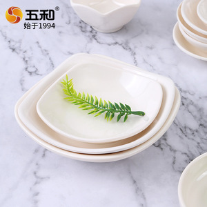 Five And Harmony White Melamine Dipping Sauce Dish Set Irregular Shape For Sushi Hot Pot Barbecue Restaurant Use - Product Image 2