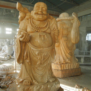 Offre Spéciale naturel marbre jaune pierre <span class=keywords><strong>bouddha</strong></span> Statue Design traditionnel sourire bouddhas Sculpture <span class=keywords><strong>extérieur</strong></span> <span class=keywords><strong>jardin</strong></span> utilisation 1 an de garantie - Product Image 3