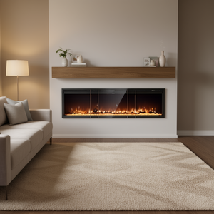 Chimenea Eléctrica de 50 Pulgadas, Empotrada en la Pared, 1500W, Vidrio de Tres Lados, Efecto de Llama Realista, Calefacción Doméstica - Product Image 2