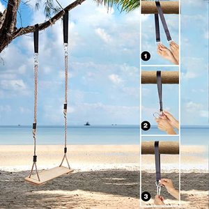 Ghế Xích Đu Gỗ Cho Người Lớn Vườn Ngoài Trời Với Dây Thừng Điều Chỉnh Được Ghế Xích Đu Trong Nhà Cho Trẻ Em - Product Image 6