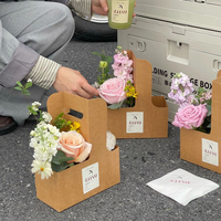 Boîte de transport portable pour fleurs et café en carton kraft avec poignée, vente en gros, collection automne