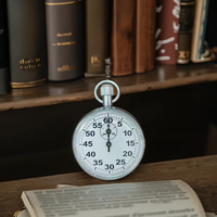 Stopwatch Mekanik Desain Kustom Trendi dari Baja Tahan Karat dengan 13 Jewels dan Pola Vintage untuk Penggunaan Laboratorium, Timer 60 Menit