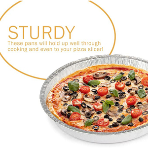 8 pollici all'ingrosso rotondo foglio di ristorazione usa e getta da forno argento robusto in alluminio teglie <span class=keywords><strong>per</strong></span> Pizza torta di biscotti Pizza - Product Image 6