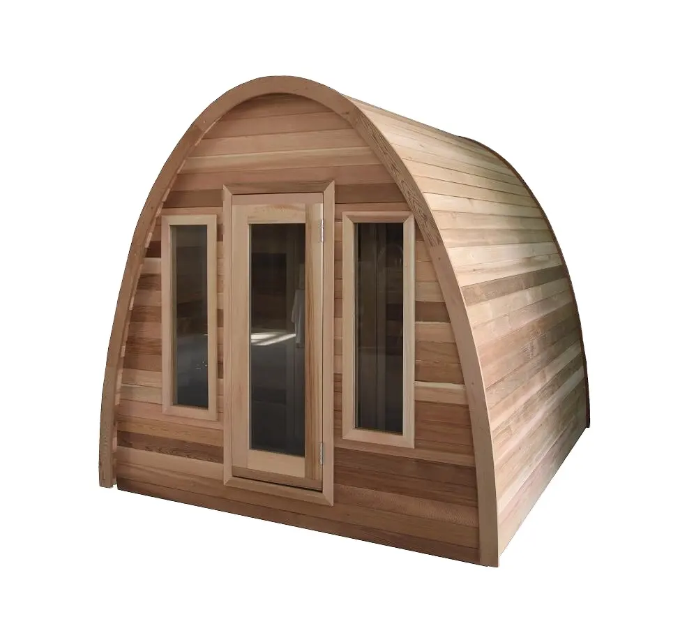 Sauna de barril de madeira finlandesa para 6 pessoas ao ar livre com fogão a lenha novo design
