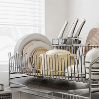 Égouttoir à vaisselle simple couche en acier inoxydable pour cuisine, support de séchage et rangement pour vaisselle