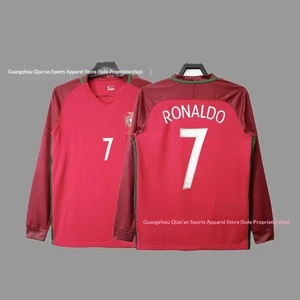 เสื้อฟุตบอลแขนยาวสไตล์เรโทร ยูนิเซ็กซ์ ผลิตจากโพลีเอสเตอร์ผสมใยสังเคราะห์ สำหรับฝรั่งเศส โปรตุเกส เชลซี อังกฤษ - Product Image 1