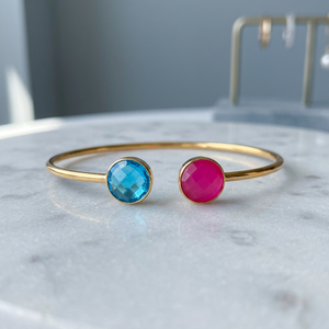 ต่างหูทำมือจากสแตนเลสประดับอัญมณี ชุบทอง 14k กำไลข้อมือแฟชั่น - Product Image 3