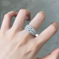 Anelli di Fidanzamento da Donna in Platino Pt950 con Diamanti Coltivati in Laboratorio, Stile Lusso Leggero, con Motivo Floreale a Grappolo di Farfalle e Pavé Completo, Anelli alla Moda