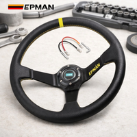 Volant de course universel EPMAN 350 mm (14 pouces) à fond profond en cuir PVC pour voiture, drift, sport, 6 boulons, PCD 70 mm EP-FXP7709
