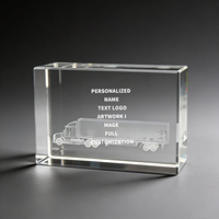 Neelpure 133693 - Premio de Cristal Rectangular Grabado en 3D con Diseño de Camión Semirremolque Personalizado para Reconocimiento en la Industria del Transporte