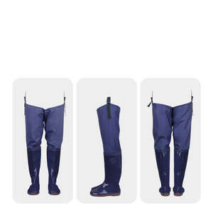 Bottes en PVC bleues pour les aventures en plein air, la <span class=keywords><strong>chasse</strong></span>, la pêche, chaussures de repiquage de riz à semelle souple mi-hautes, unisexe - Product Image 5