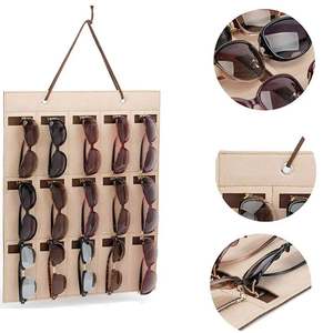Sac de rangement mural en feutre pour lunettes, organisateur de 15 compartiments pour lunettes de soleil et de vue, vente en gros - Product Image 3