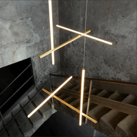 Moderne Simple Personnalisé Longue Combinaison Géométrique Petit Groupe Lustre Style Loft Chaud Pour Duplex Salon Show Room