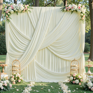 Rideau <span class=keywords><strong>de</strong></span> <span class=keywords><strong>fond</strong></span> <span class=keywords><strong>photo</strong></span> en tissu gaze douce rose vif avec grand nœud, noir et blanc, pour décoration <span class=keywords><strong>de</strong></span> scène, anniversaire et <span class=keywords><strong>mariage</strong></span> - Product Image 1