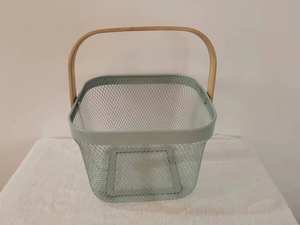 Multifunzione cucina giocattolo da bagno frutta organizzatore di fiori in rete metallica cesto di stoccaggio con manico in legno - Product Image 3