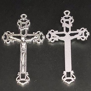 53mm 골동품 실버 도금 아연 합금 INRI 예수 크로스 이탈리아 묵주 크로스 종교 십자가 펜던트 - Product Image 3