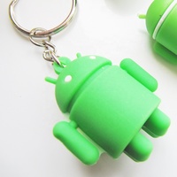 Chaîne de téléphone portable et porte-clés en caoutchouc PVC souple 3D en forme de dessin animé personnalisé, robot Android