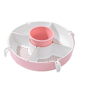Rotating Compartmentalized Hot Pot Tray With <b>Drain</b> <b>Basket</b> Multifunctional Serving Dish For Home Use Pink White Gray Orange - Product Image 5