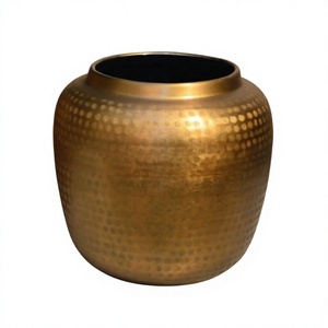 กระถางต้นไม้ทำจากทองเหลืองใช้ค้อนทุบ,กระถางดอกไม้สำหรับตกแต่งนอกกระถางดอกไม้กระถางดอกไม้ทรงกลมและชาวไร่สำหรับใช้ในบ้านสวนสุดหรู - Product Image 1