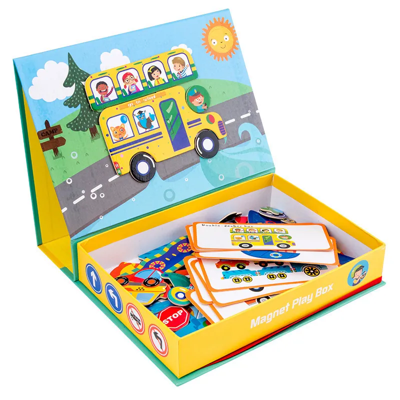 Groothandel Magnetische Puzzels Kinderpuzzelspeelgoed 3-6 Jaar Oude Puzzelborden Magnetische Boeken Kleuterschool Legpuzzel