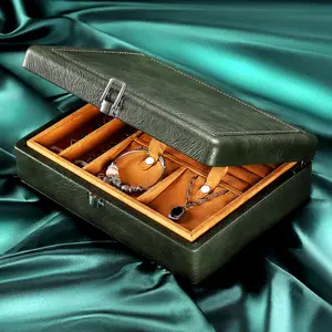 双层多功能PU皮革收纳器硬盒珠宝项链耳环配件展示旅行箱