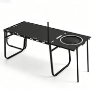 Table de cuisine de camping modulaire et pliable, poste de travail portable pour la cuisson en extérieur, avec trou pour barbecue, pour pique-nique et jardin