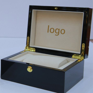 Luxury Presentation Case <b>Black</b> Wooden Watch <b>Box</b> Leather Lined Watch Case Gift Packaging Display Storage <b>Box</b> Custom Logo - Product Image 2
