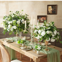 Chemin de table en fleurs artificielles, guirlande florale en roses de soie, centre de table pour mariage, réception, banquet, décoration d'événements