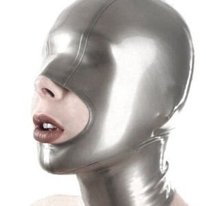 Tapa de goma de látex gris/capucha <span class=keywords><strong>boca</strong></span> abierta con cremallera fiesta fetiche juego de rol - Product Image 1
