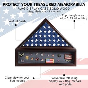 Cross-Border Wooden <strong>Flag</strong> Medal Storage Rack Ornaments Veterans <strong>Flag</strong> Shadow Box with Protective Cover <strong>Display</strong> Wood <strong>Engraving</strong> Type - Product Image 3