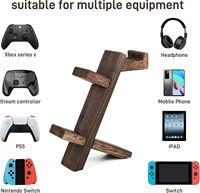 Support de manette de jeu universel à 2 niveaux en bambou, support de casque pour Xbox Series PS5 PS4