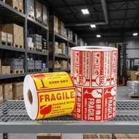 Étiquettes d'avertissement fragiles pour usage industriel transfrontalier, en PVC, forme rectangulaire, autocollantes, imperméables