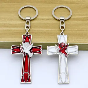 Katholieke Christelijke Jezus Kruis Heilige Geest Vrede Duif Ornament Ketting Prachtige Duif Auto Sleutelhanger