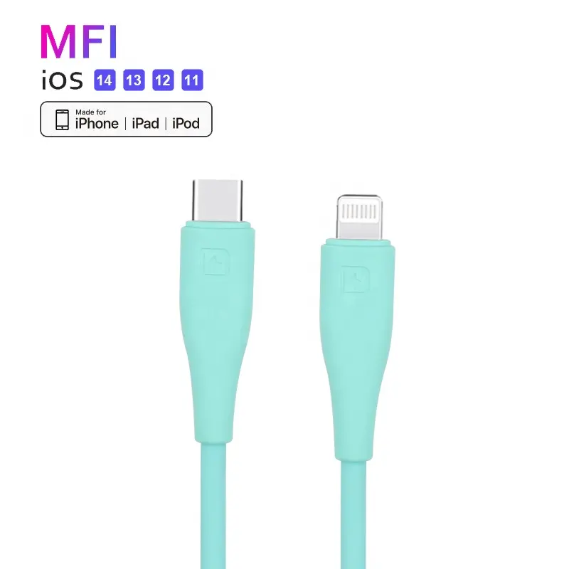 Wholesale MFi Certified Liquid silicone Data Cable PD Fast Charging Charger Cable USB C to Lightning For iphone 13 14 cable