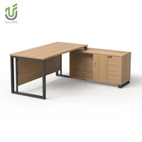 Bureau d'ordinateur exécutif IULTRA, design moderne en forme de L, table de PDG avec gestion des câbles intégrée, résistant à l'eau, garantie 10 ans