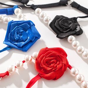 Culotte string sexy en perles et roses pour femme, taille basse, entrejambe ouvert, lingerie en maille perlée, blanc, rose, rouge, bleu, noir - Product Image 3
